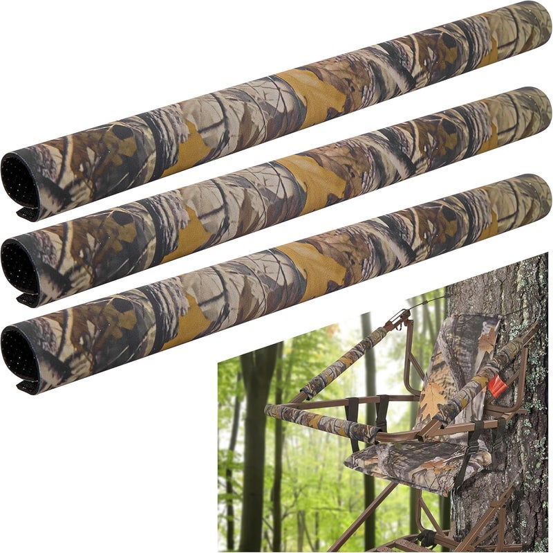 Adnee 3Pcs/4Pcs Tree Stand Rail Pads - 19.6"x5.3" Waterproof Camo Treestand Shooting Rail Pads - Tree Stand Rail Covers for Climbing Tripod Deer Stand Treestand Ladder - Image 1